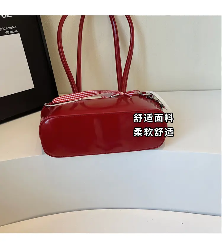 Women's Beige One-shoulder Handbag with Ribbon — feature 4