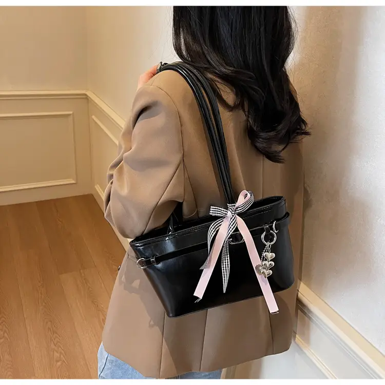 Women's Beige One-shoulder Handbag with Ribbon — feature 8