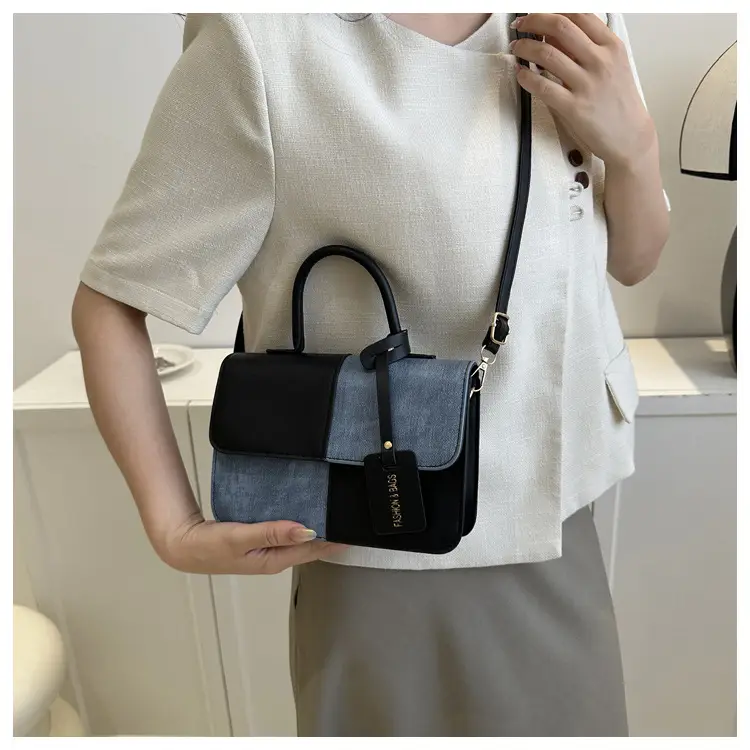 Women's Blue White Stitched Shoulder Messenger Bag — feature 14