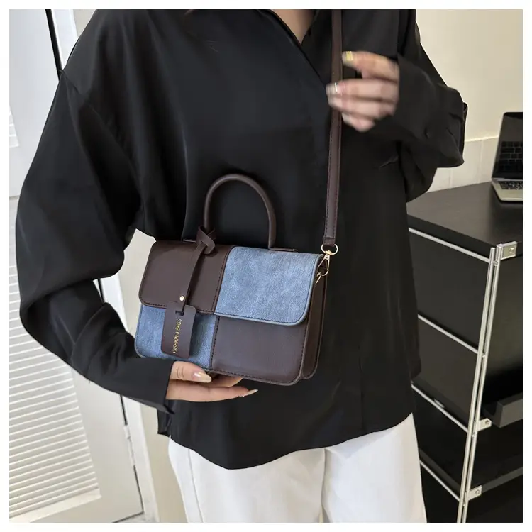 Women's Blue White Stitched Shoulder Messenger Bag — feature 16