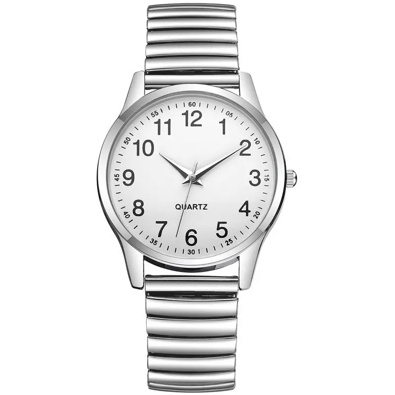 Men's Large Digital Dial Women's Watch with Spring Elastic Band, Suitable for Middle-Aged and Elderly, Activity Gift Quartz Watch, Men's Watch with Large Dial