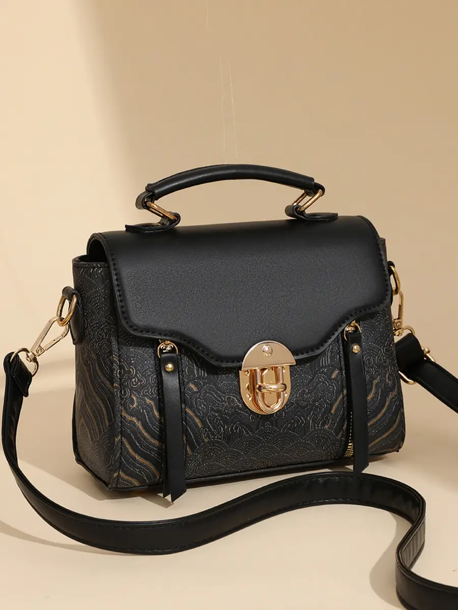 Retro Style Women's Shoulder Bag Brown Patterned Large Capacity