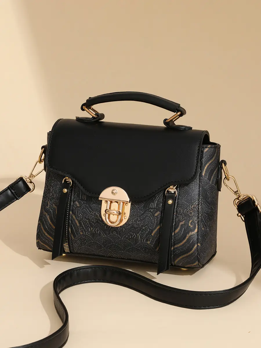 Retro Style Women's Shoulder Bag Brown Patterned Large Capacity