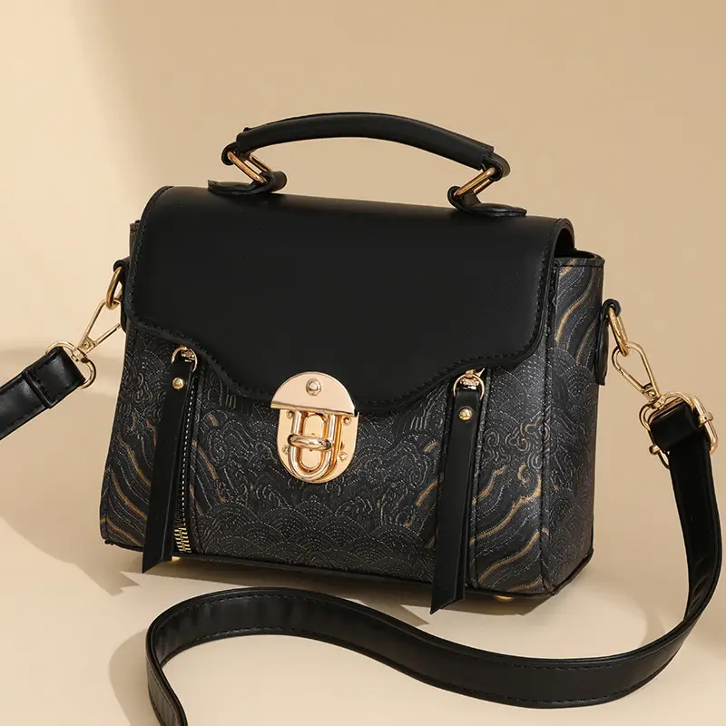 Retro Style Women's Shoulder Bag Brown Patterned Large Capacity