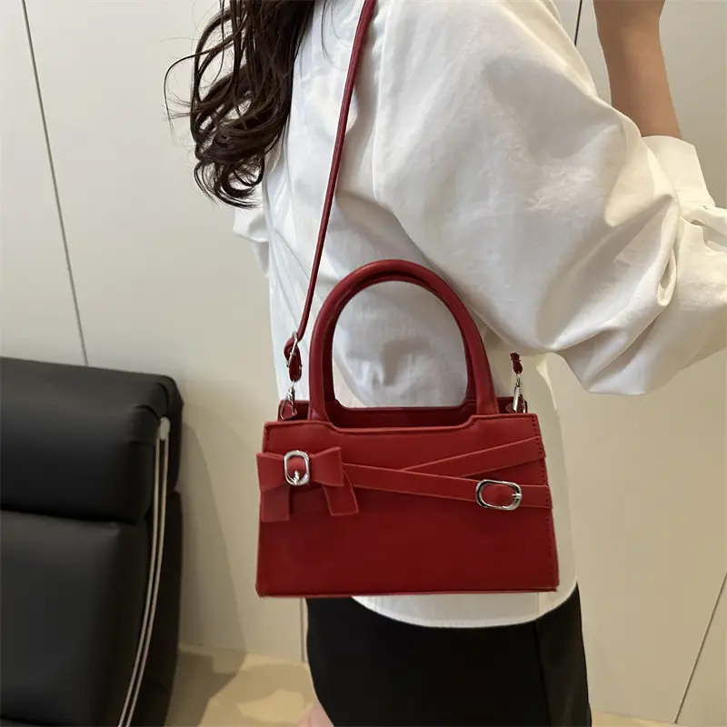 Black Textured Bow Shoulder Bag for Women 2025