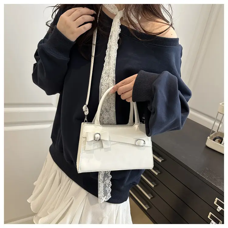 Black Textured Bow Shoulder Bag for Women 2025 — feature 16
