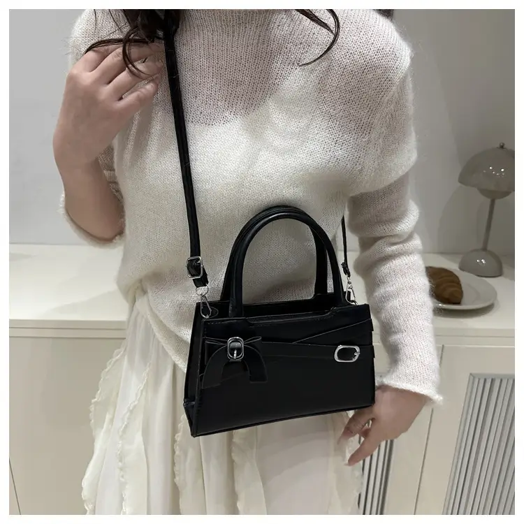 Black Textured Bow Shoulder Bag for Women 2025 — feature 30