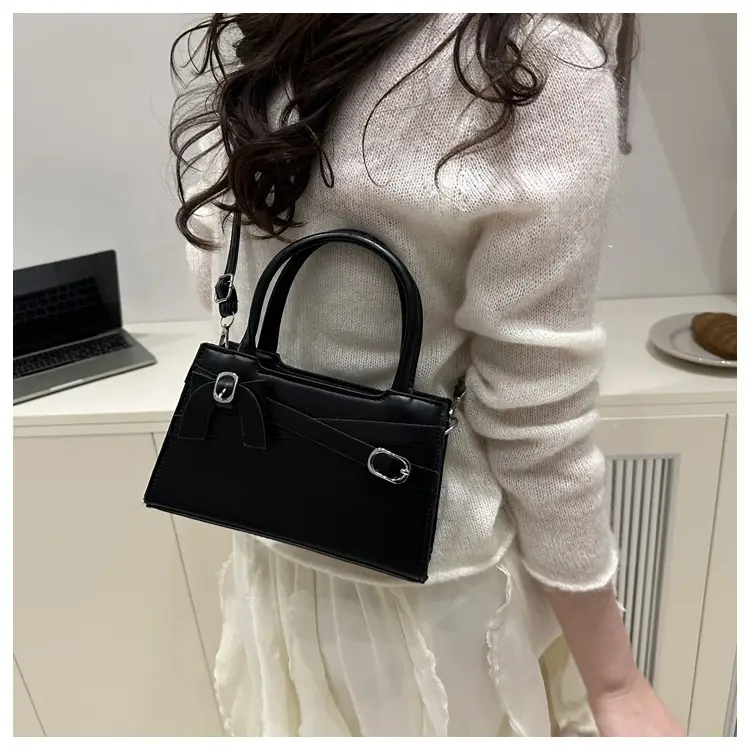 Black Textured Bow Shoulder Bag for Women 2025 — feature 34