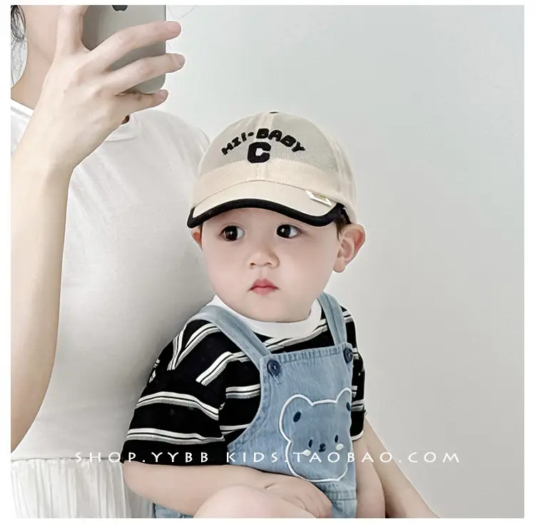Baby Hats Pink Beige Duck Tongue Mesh Sunshade Cap — feature 3