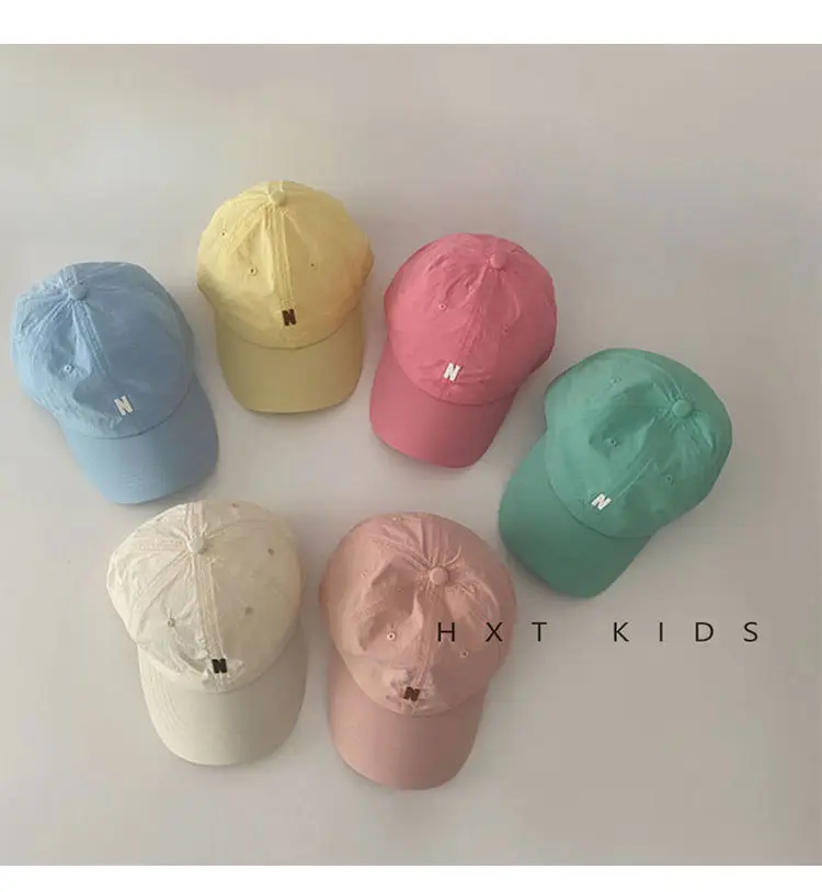 Black Kids Cap with Letter Embroidery Summer Sunshade Hat — feature 3