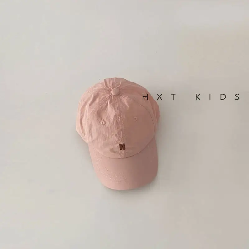 Black Kids Cap with Letter Embroidery Summer Sunshade Hat - Image 3