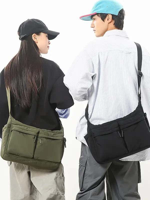 Green Nylon Crossbody Bag for Women Couple Travel Commute
