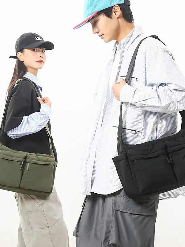 Green Nylon Crossbody Bag for Women Couple Travel Commute