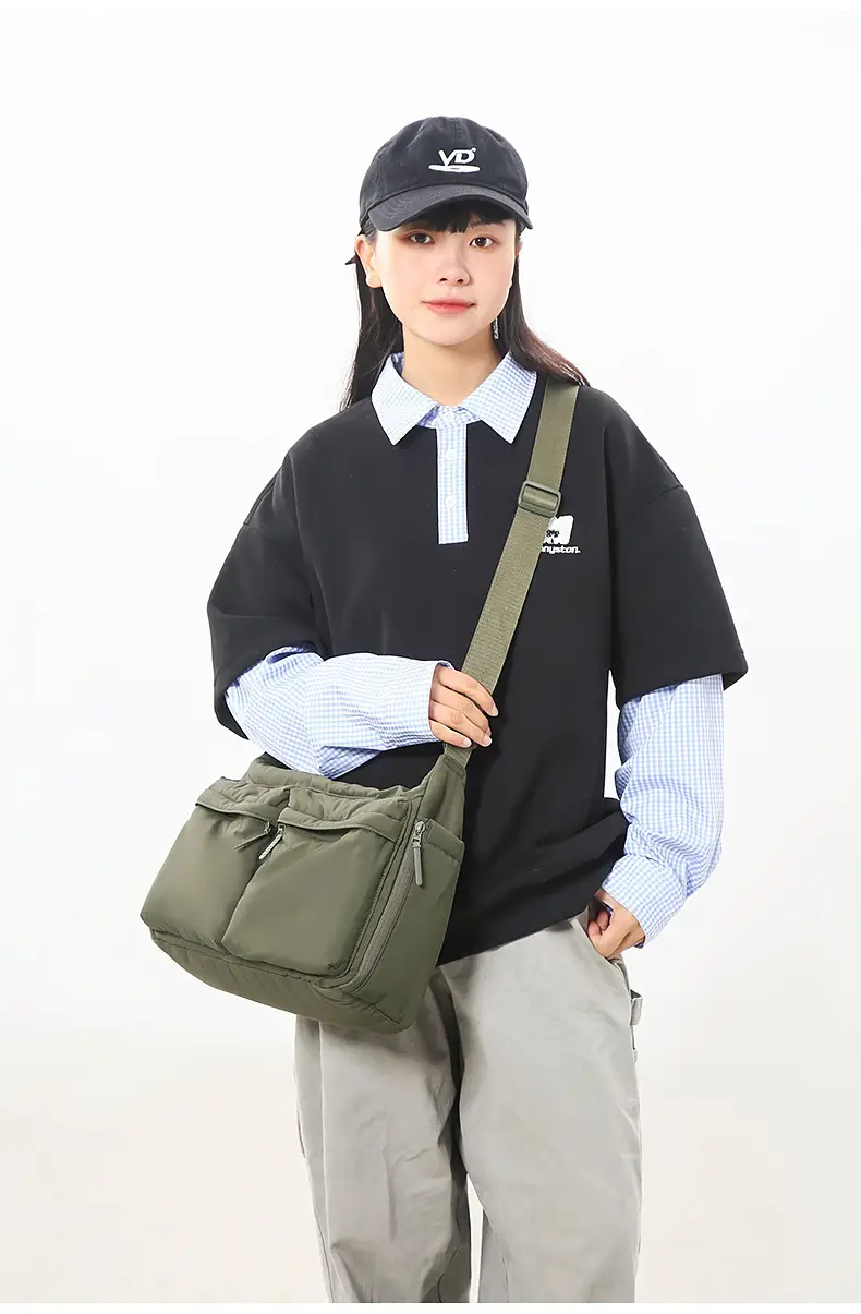 Green Nylon Crossbody Bag for Women Couple Travel Commute — feature 11