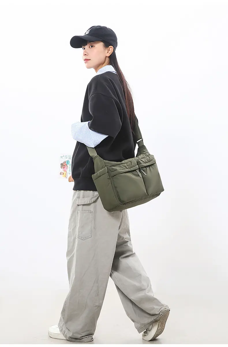 Green Nylon Crossbody Bag for Women Couple Travel Commute — feature 13