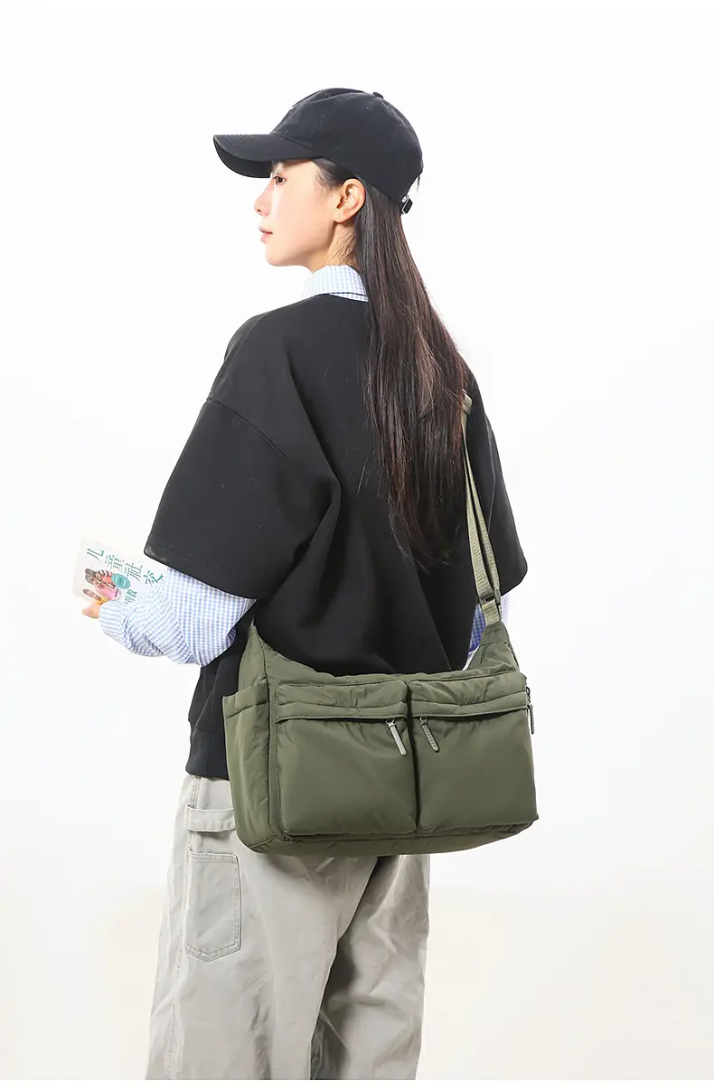 Green Nylon Crossbody Bag for Women Couple Travel Commute — feature 14