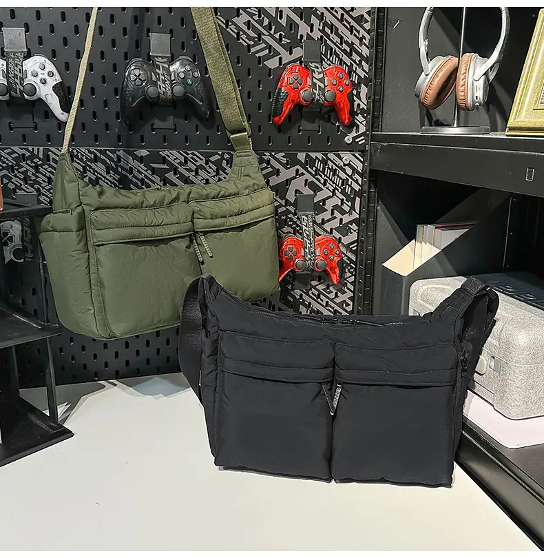 Green Nylon Crossbody Bag for Women Couple Travel Commute — feature 22