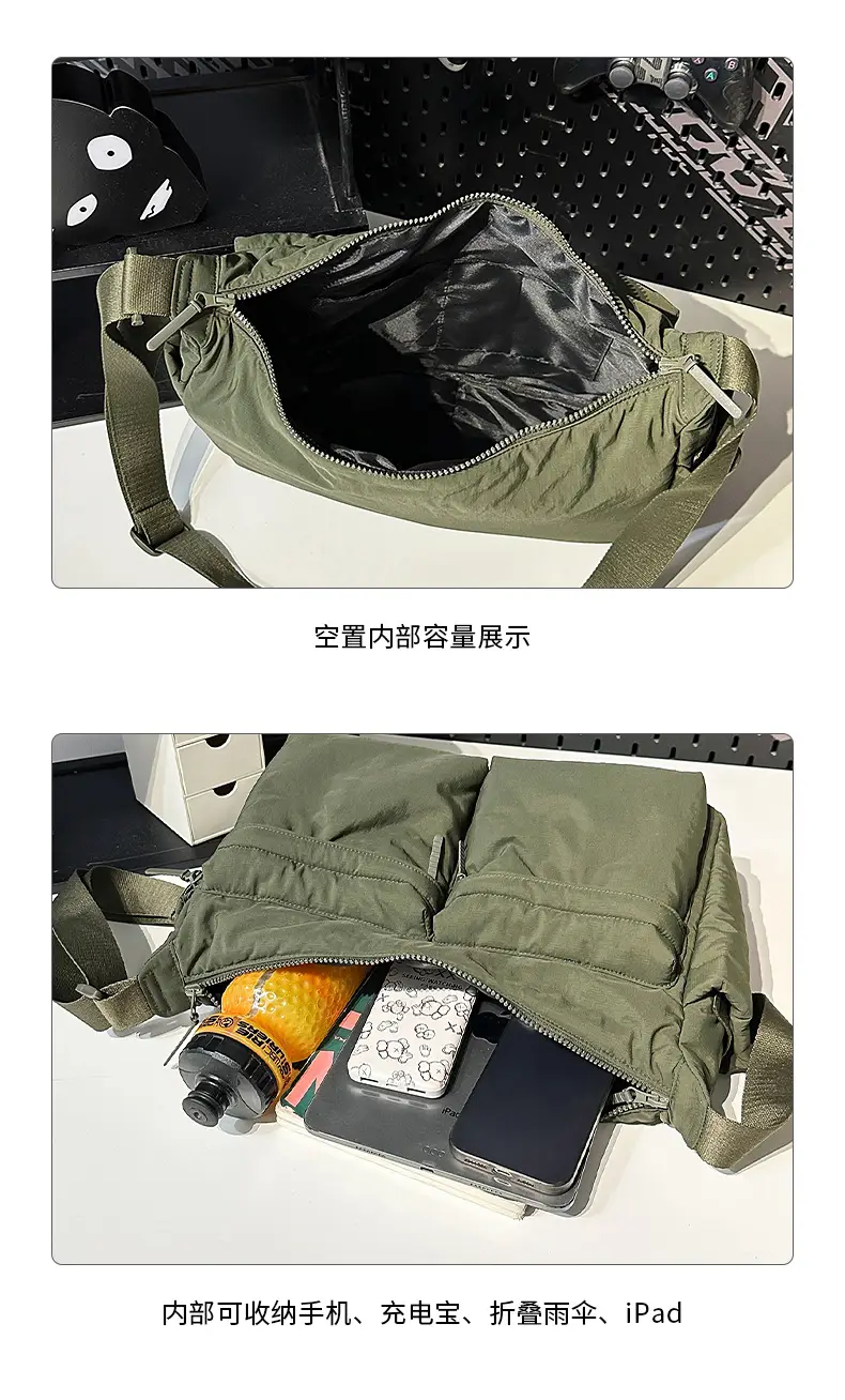 Green Nylon Crossbody Bag for Women Couple Travel Commute — feature 30