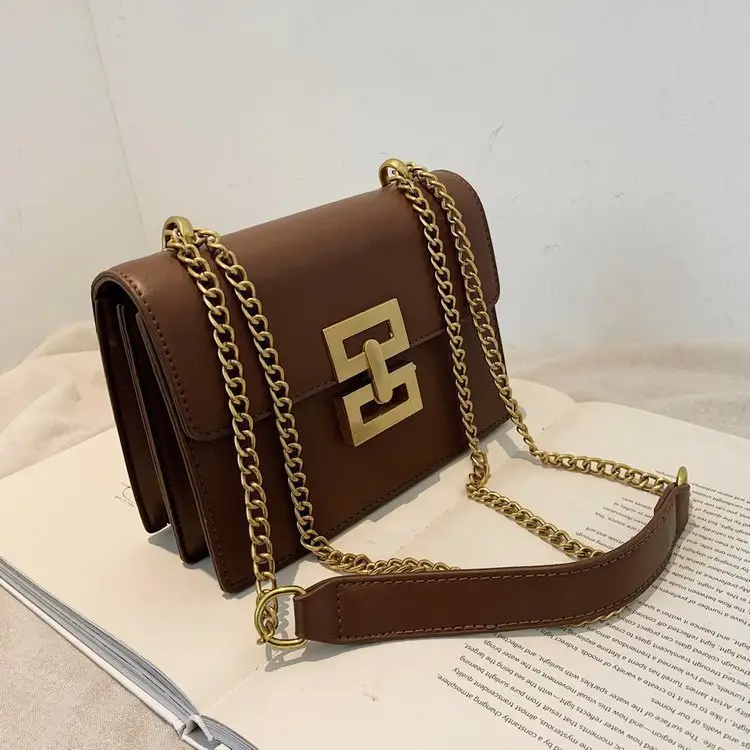 Black Gold Chain Shoulder Bag for Women