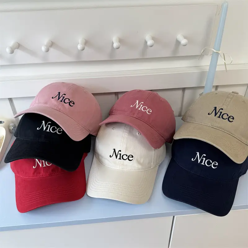 Korean Letter Embroidered Cap Women Tan - Image 8