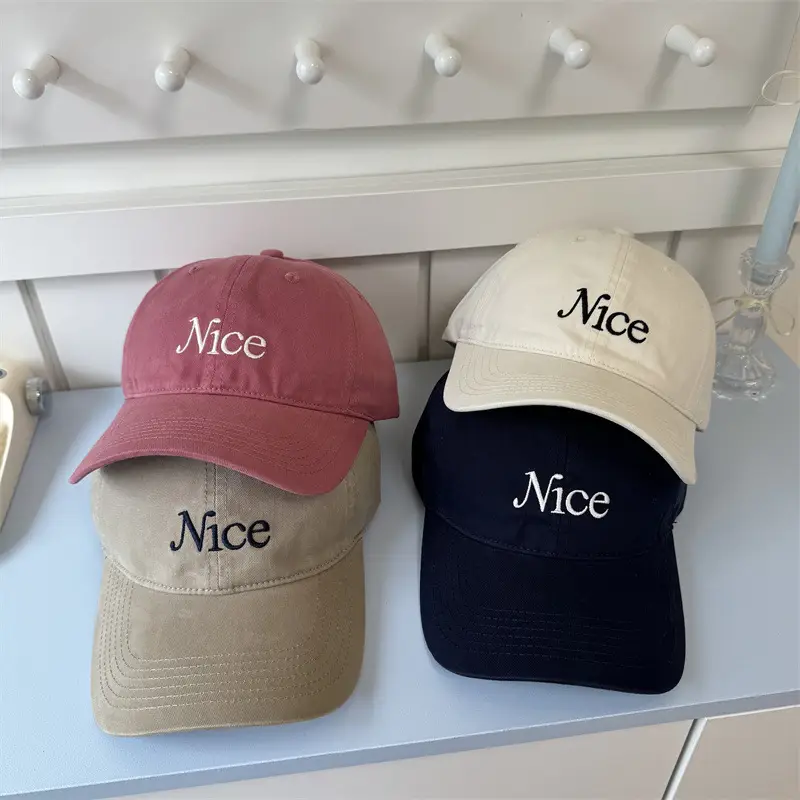 Korean Letter Embroidered Cap Women Tan - Image 9