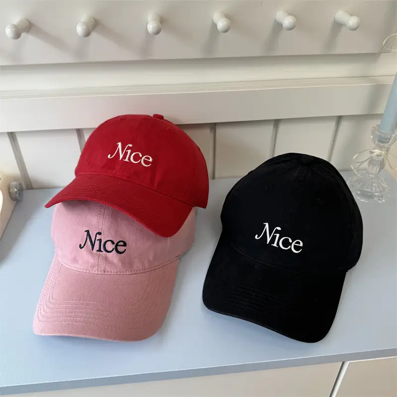 Korean Letter Embroidered Cap Women Tan - Image 10