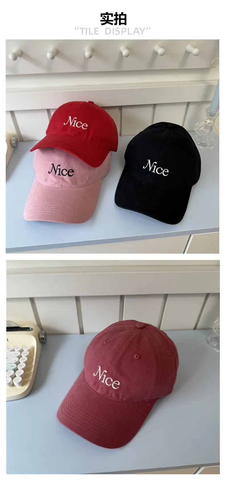 Korean Letter Embroidered Cap Women Tan — feature 3