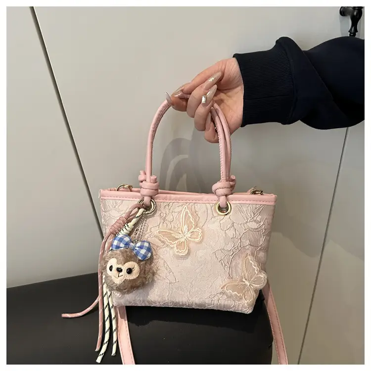 Women's White Embroidered Bow Shoulder Bag 2025 — feature 16