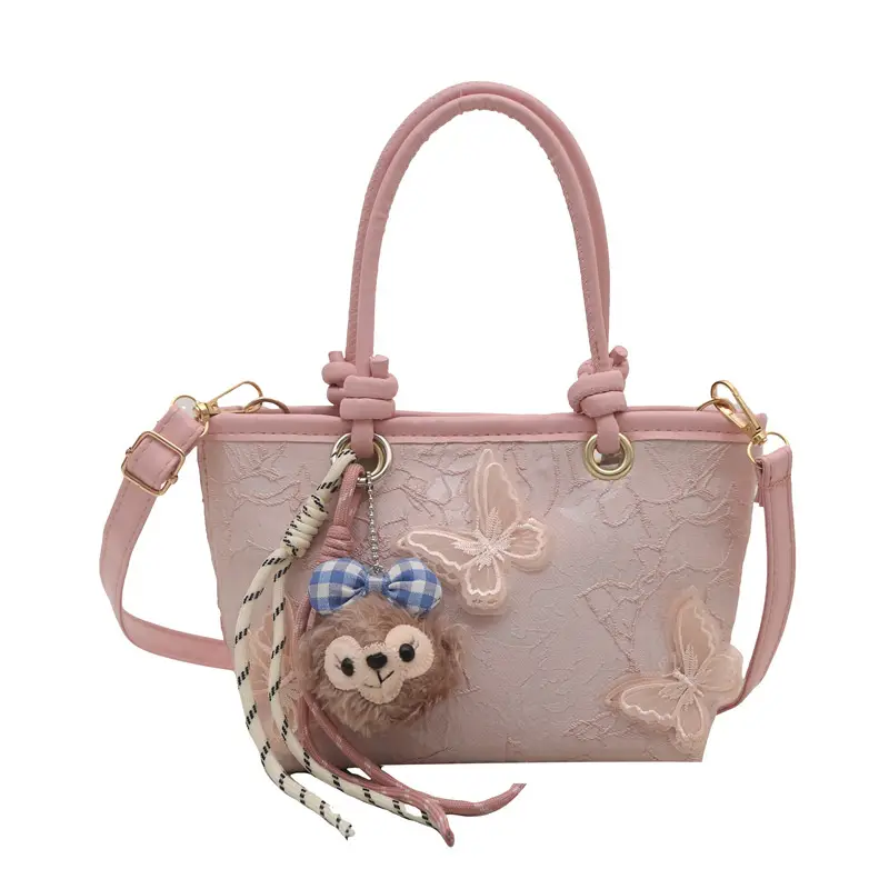 Women's White Embroidered Bow Shoulder Bag 2025 - Image 4