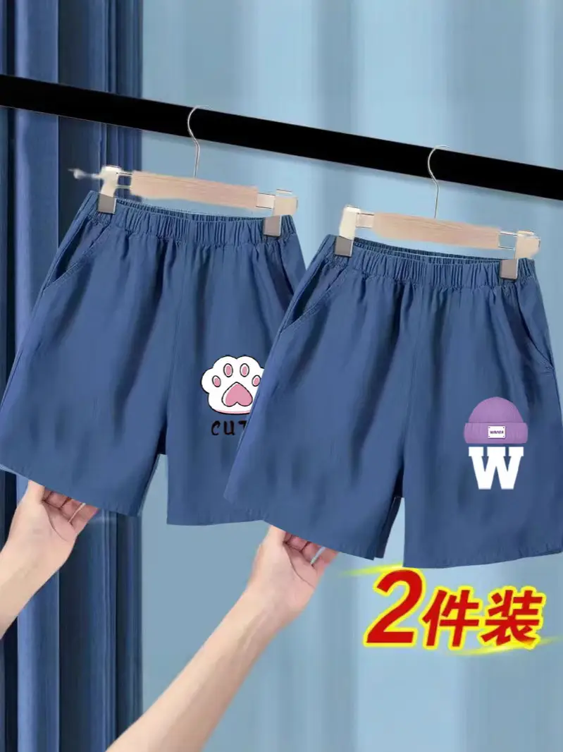 Blue Ice Silk Denim Shorts for Girls Large 2025 - Image 18