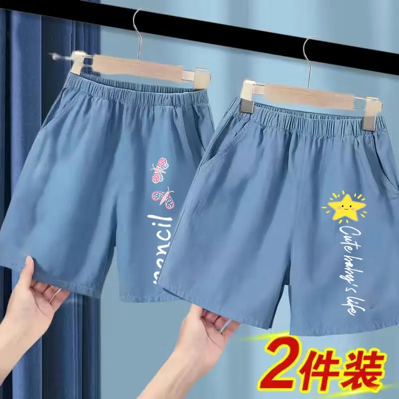 Blue Ice Silk Denim Shorts for Girls Large 2025 - Image 11