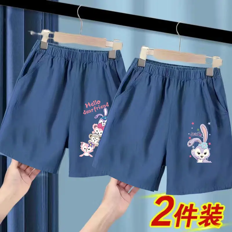 Blue Ice Silk Denim Shorts for Girls Large 2025 - Image 12