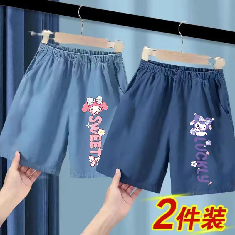 Blue Ice Silk Denim Shorts for Girls Large 2025 - Image 2
