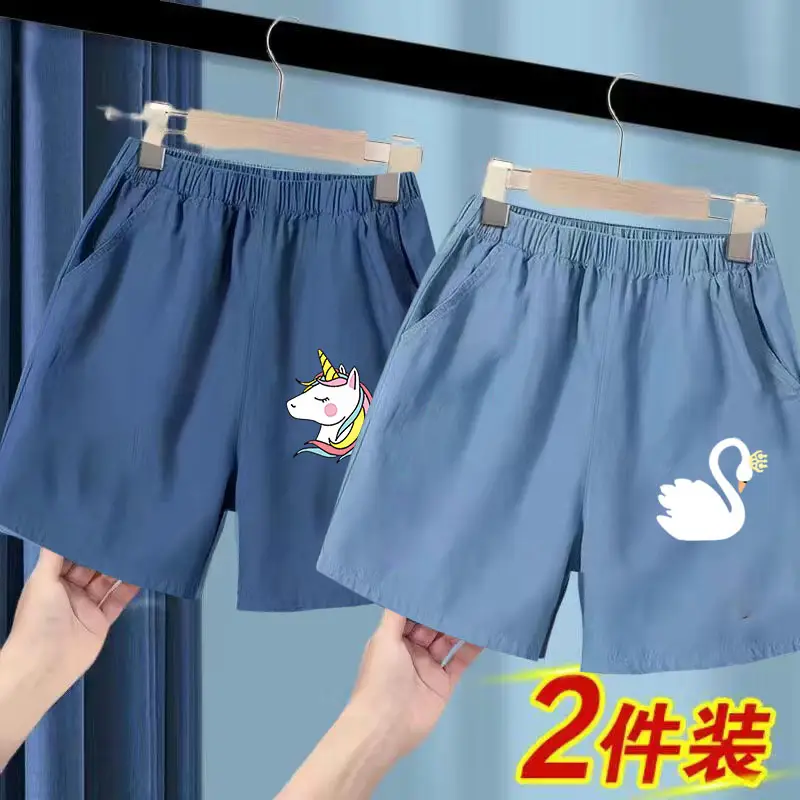 Blue Ice Silk Denim Shorts for Girls Large 2025 - Image 4