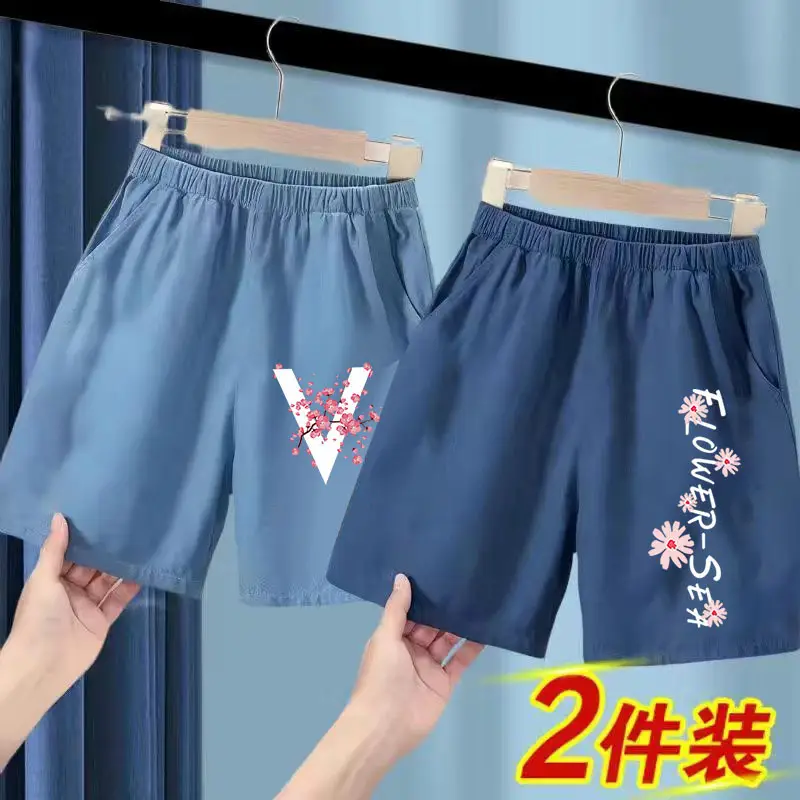 Blue Ice Silk Denim Shorts for Girls Large 2025 - Image 6