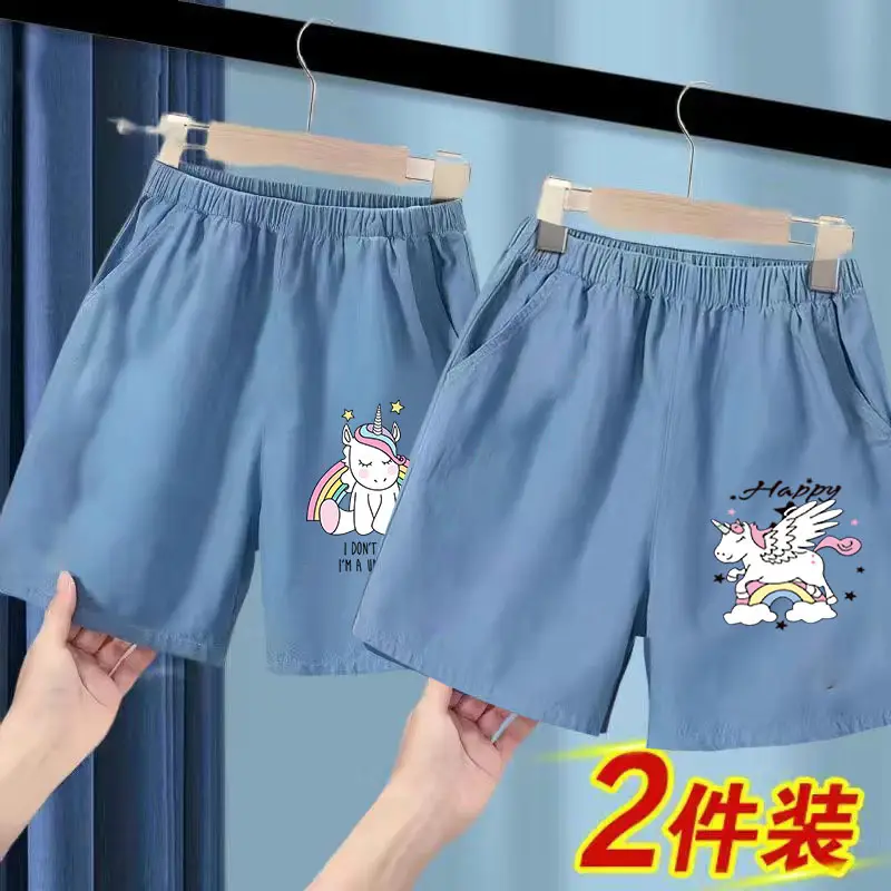 Blue Ice Silk Denim Shorts for Girls Large 2025 - Image 7