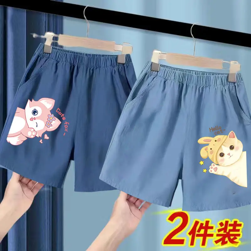 Blue Ice Silk Denim Shorts for Girls Large 2025 - Image 8
