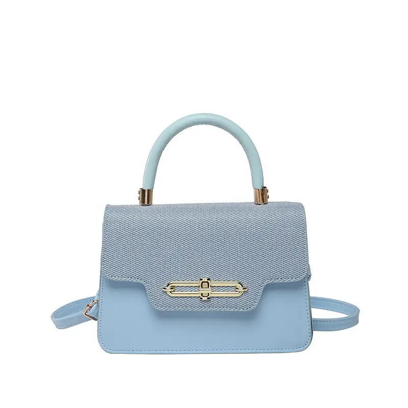 Light Blue 2025 Style Crossbody Bag with Gold Clasp - Image 10