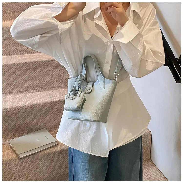 Korean Style Beige Leather Bucket Bag 2026 — feature 14