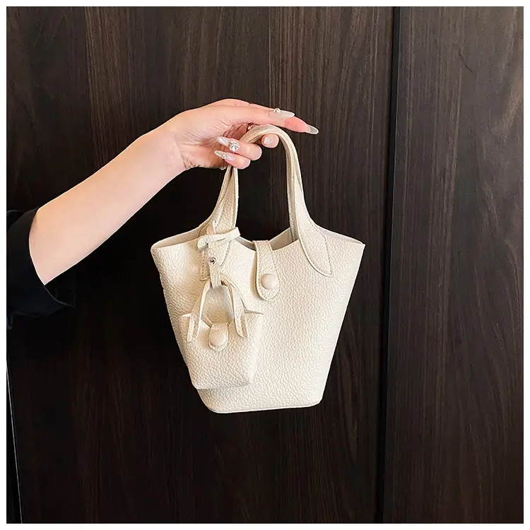 Korean Style Beige Leather Bucket Bag 2026 — feature 17