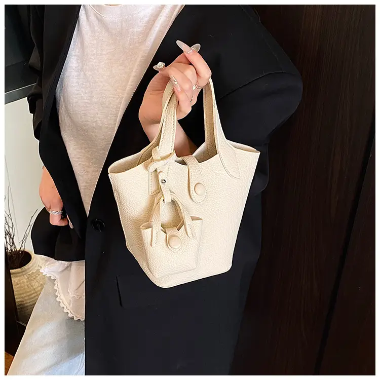 Korean Style Beige Leather Bucket Bag 2026 — feature 18