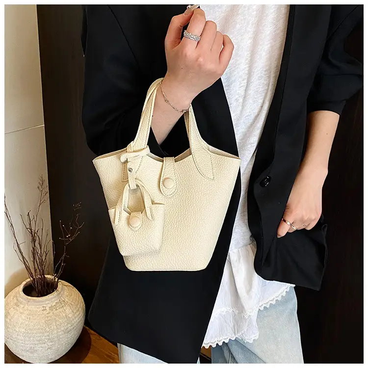 Korean Style Beige Leather Bucket Bag 2026 — feature 19