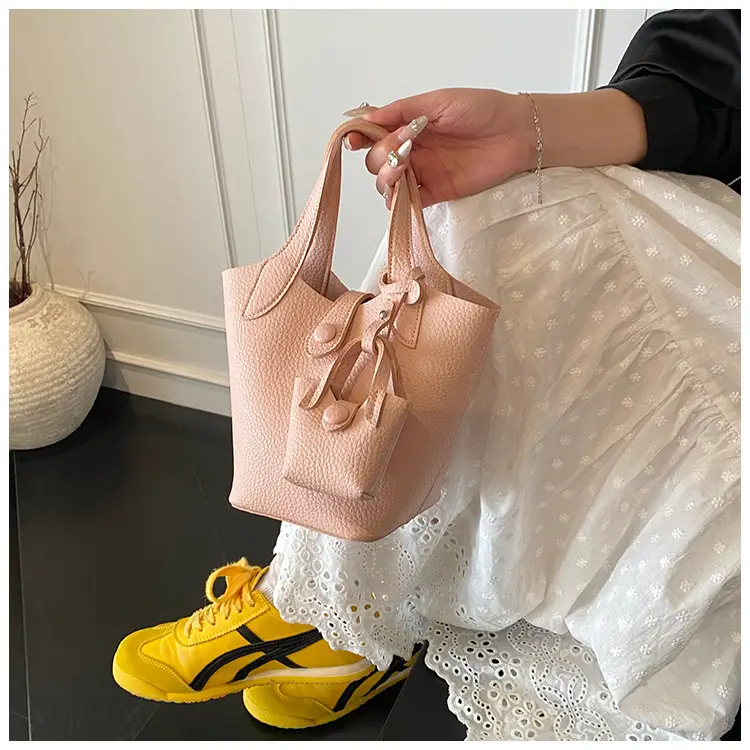 Korean Style Beige Leather Bucket Bag 2026 — feature 24
