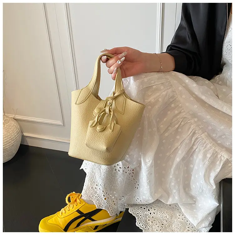 Korean Style Beige Leather Bucket Bag 2026 — feature 25