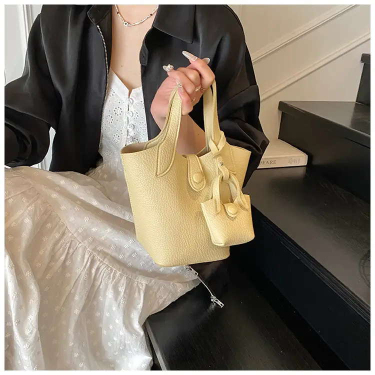 Korean Style Beige Leather Bucket Bag 2026 — feature 26