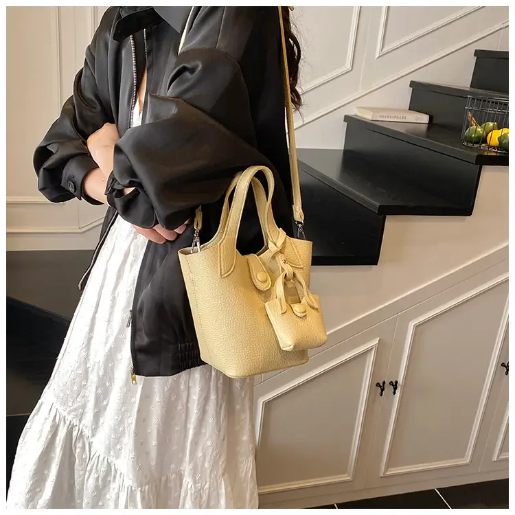 Korean Style Beige Leather Bucket Bag 2026 — feature 28
