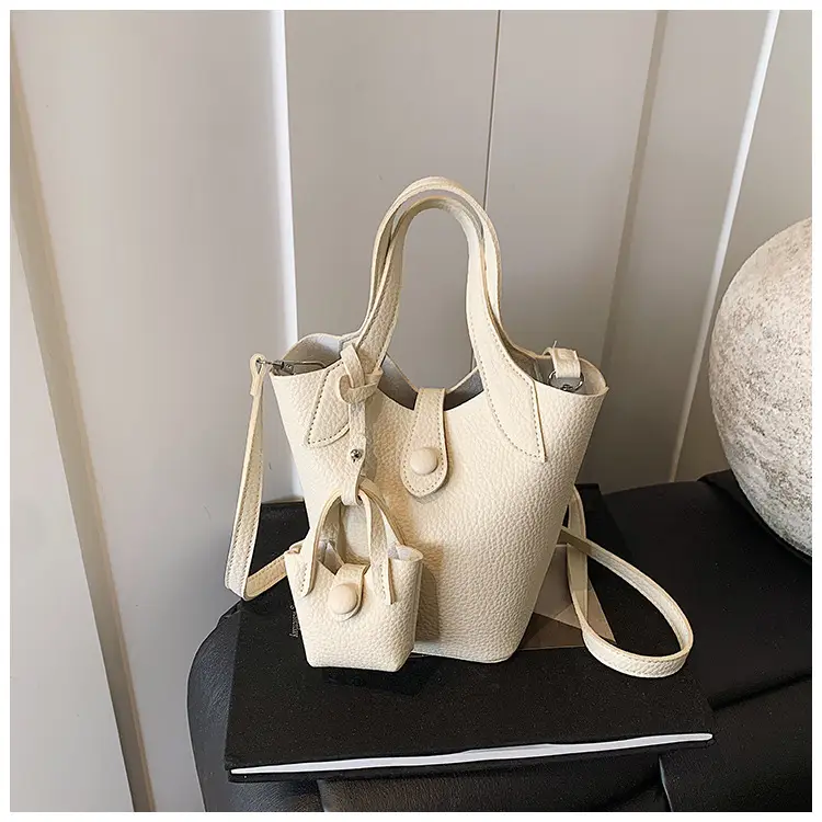 Korean Style Beige Leather Bucket Bag 2026 — feature 32