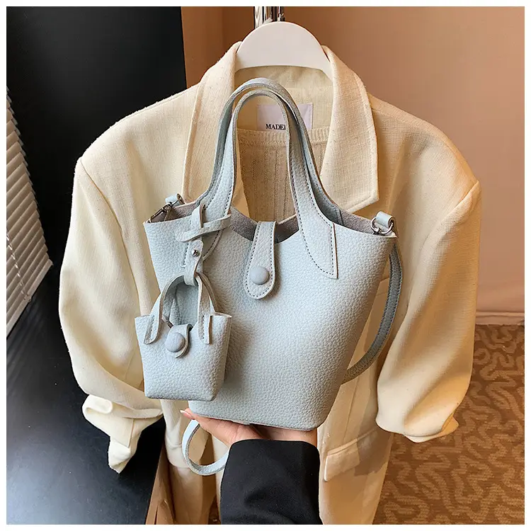 Korean Style Beige Leather Bucket Bag 2026 — feature 35