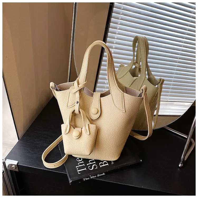 Korean Style Beige Leather Bucket Bag 2026 — feature 39