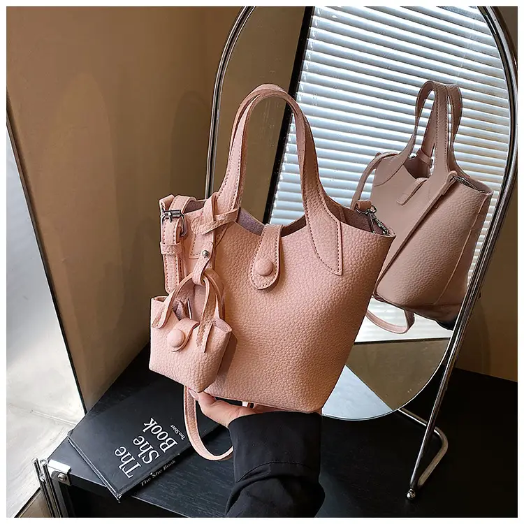 Korean Style Beige Leather Bucket Bag 2026 — feature 42